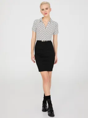 2-Fer Geo Print Collared Sheath Dress