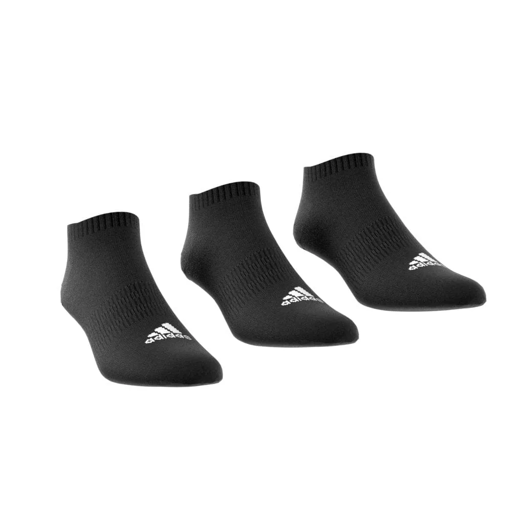 ADIDAS UNISEX CUSHIONED LOW-CUT SOCKS 3 PAIRS BLACK SOCKS