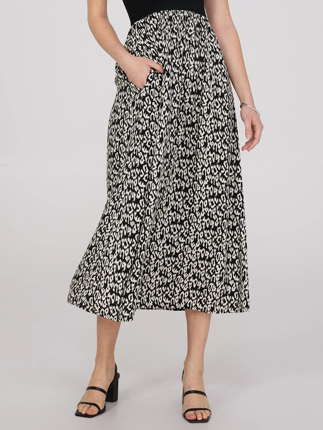 Animal Print Skirt Dress With Pockets