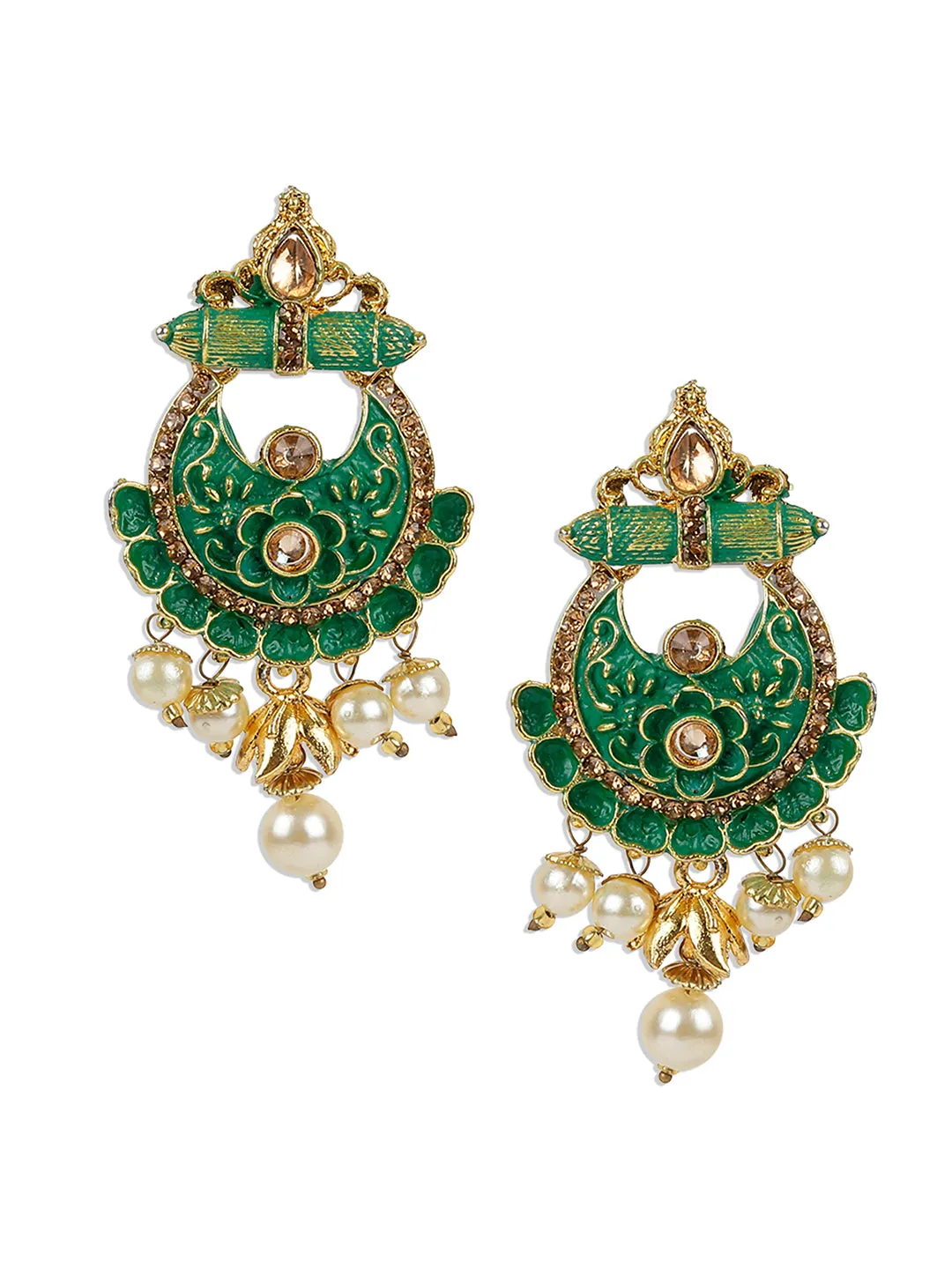 Antique Matte Gold Finish Meenakari Pearl Jewellery - Anikas Creation