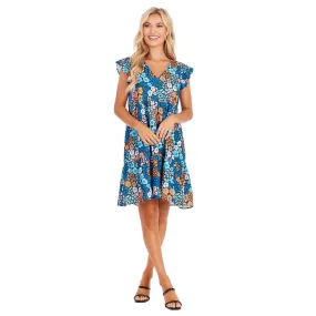 Blue Dot Floral Ginny Dress