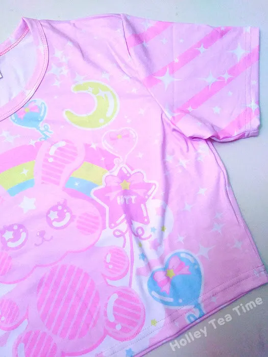 Bubblegum Bunny Pink Cotton Crop Top [made to order]