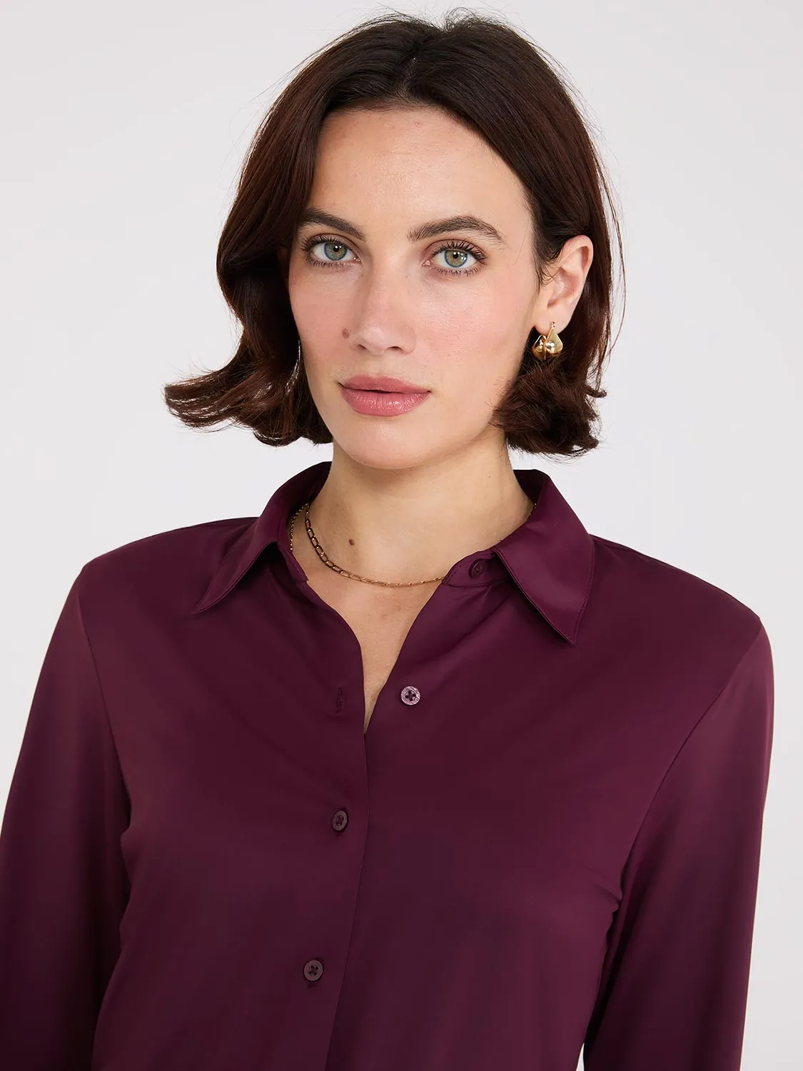 Button-Front Classic Blouse