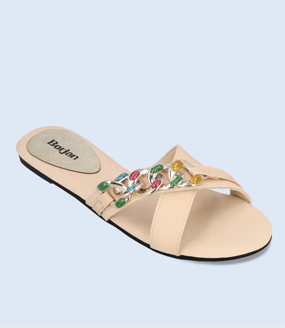 BW8045-BEIGE-Women Casual Slipper