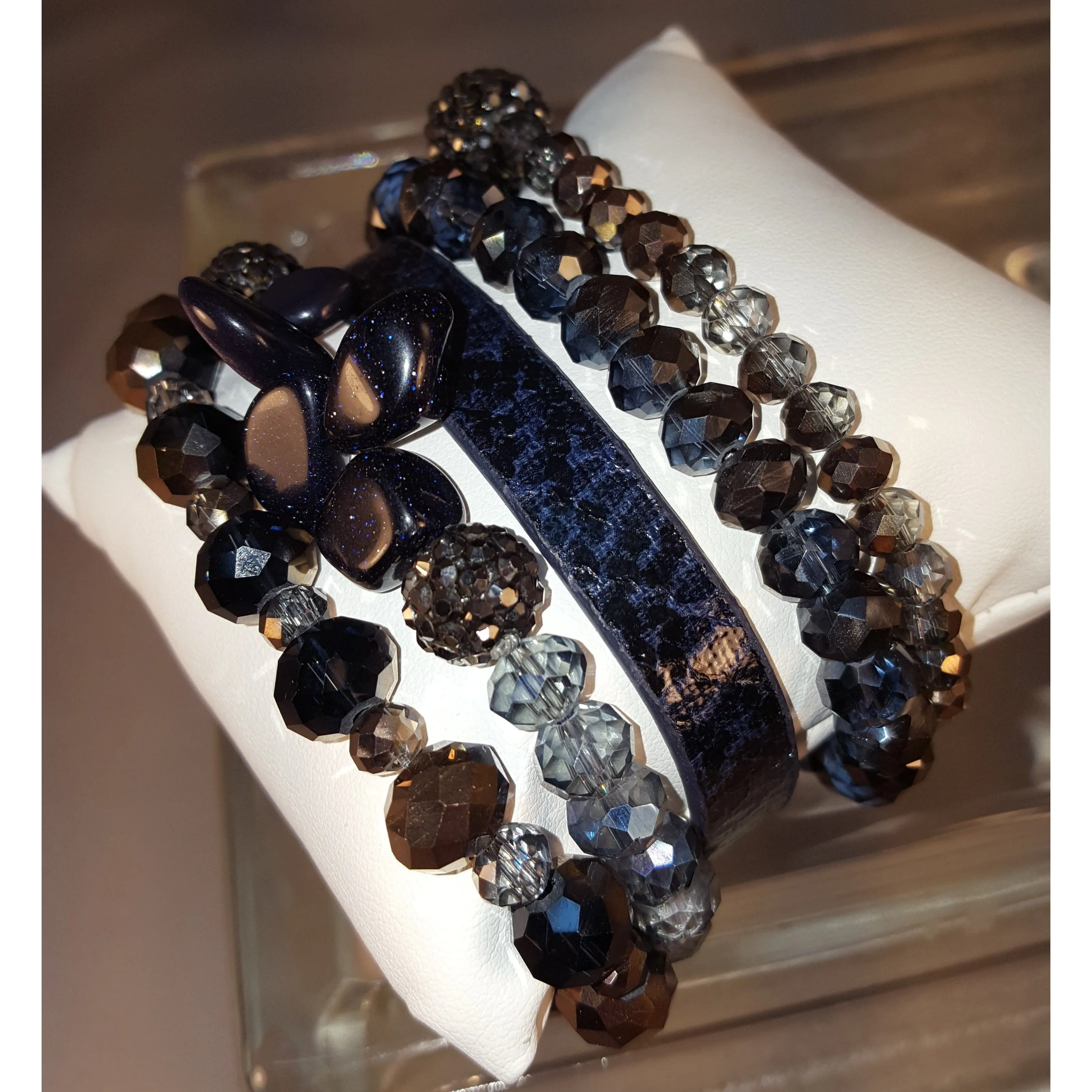 Charlie Paige Stackable Bracelet - Leather/Stones