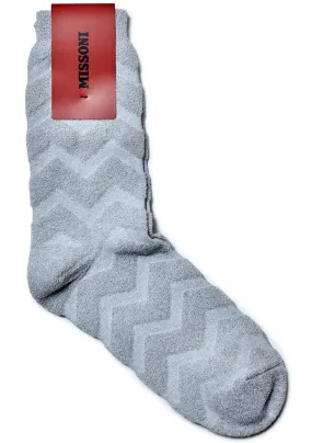 Chevron Lamé Socks Silver