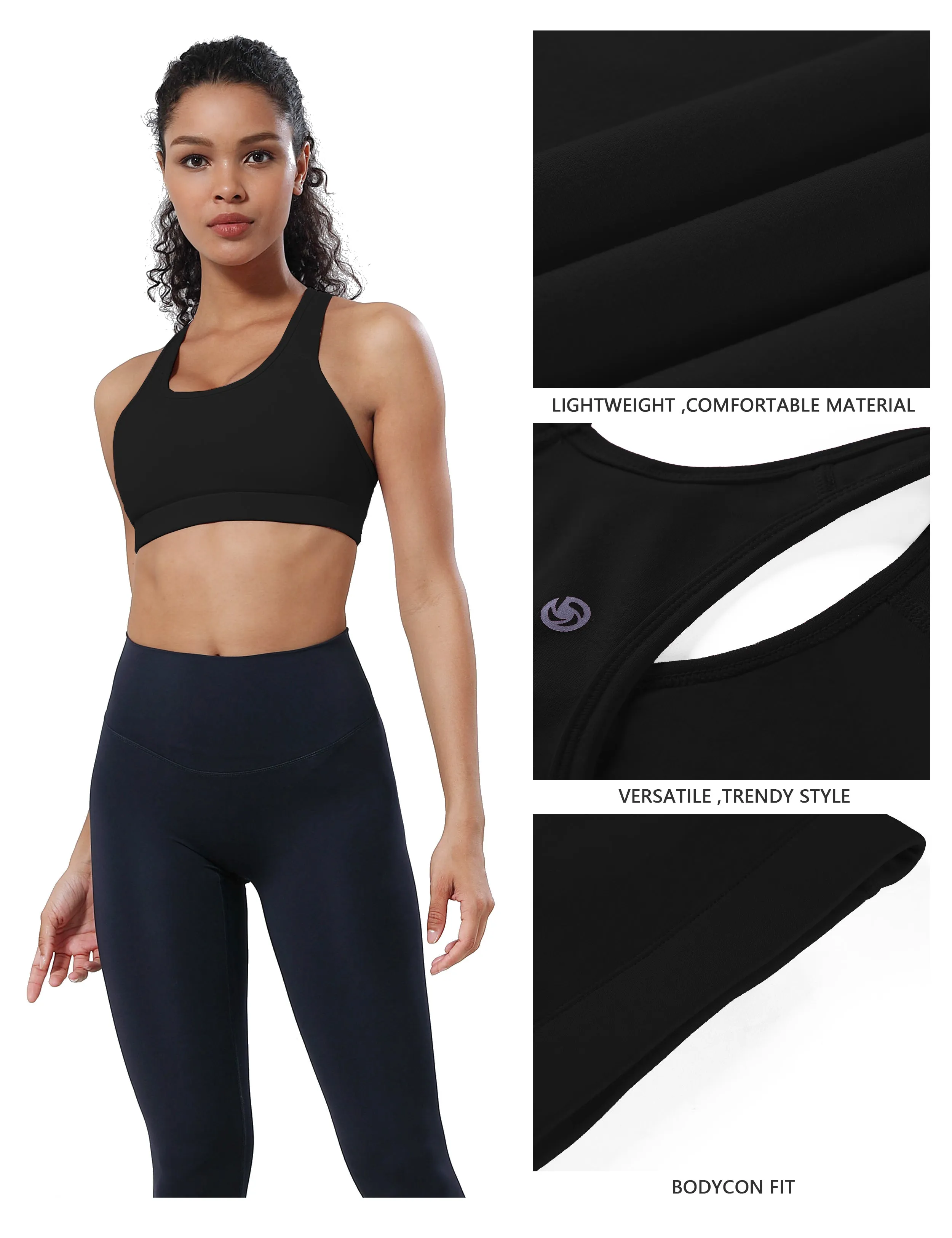 Compression Racerback Sports Bras black ins