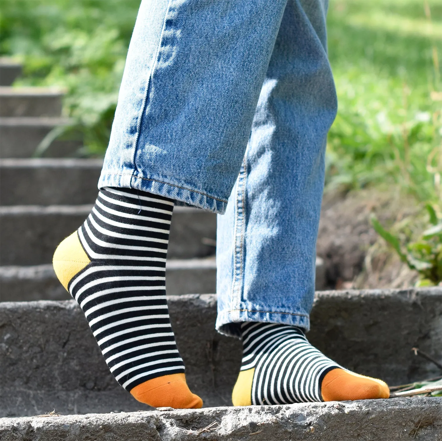 Crew Socks | French Stripes | Black