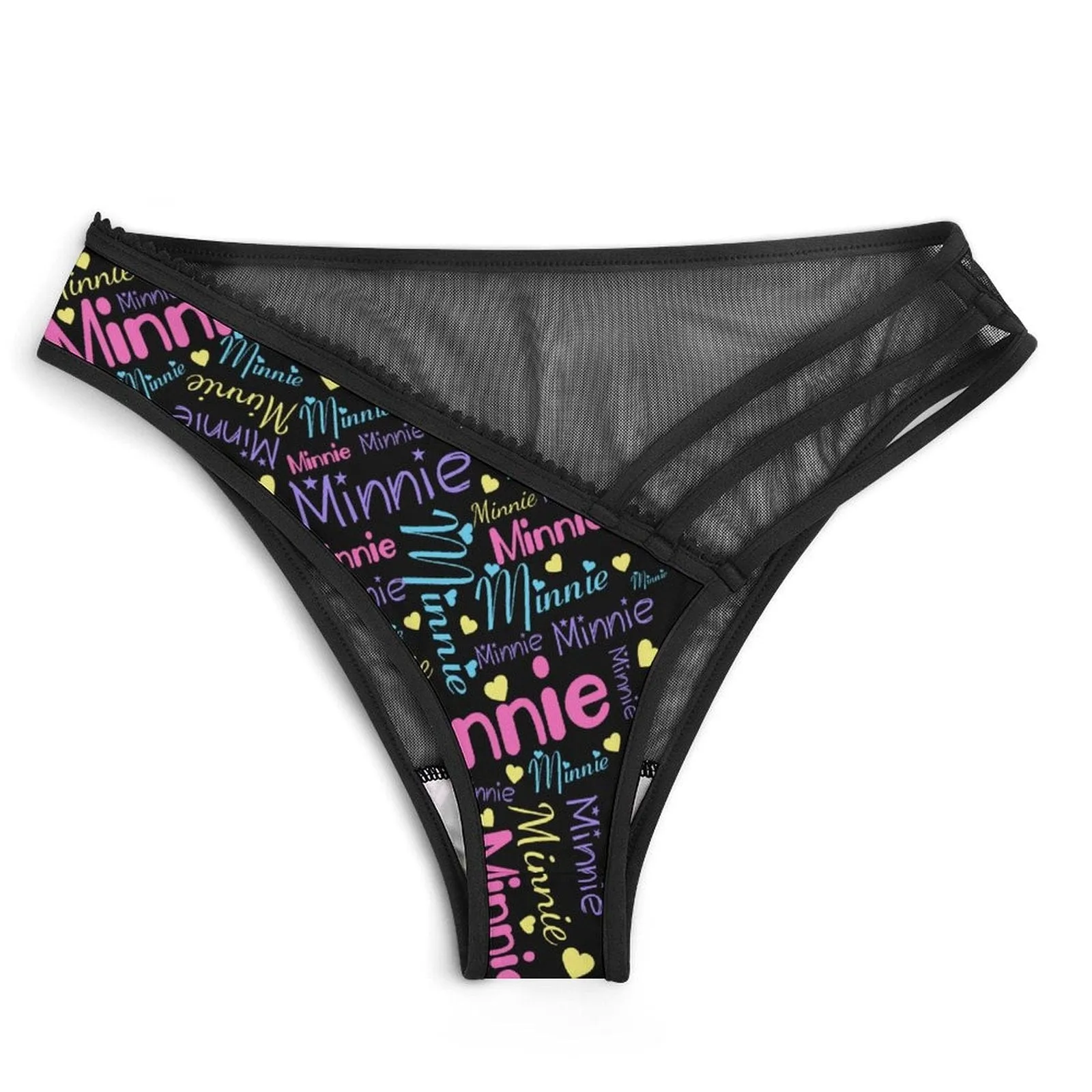 Custom Name Colorful Women's Low Waist Mesh Briefs Personalized Underwear Panties for Women