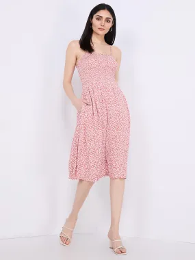 Ditsy Print Spaghetti Strap Midi Dress