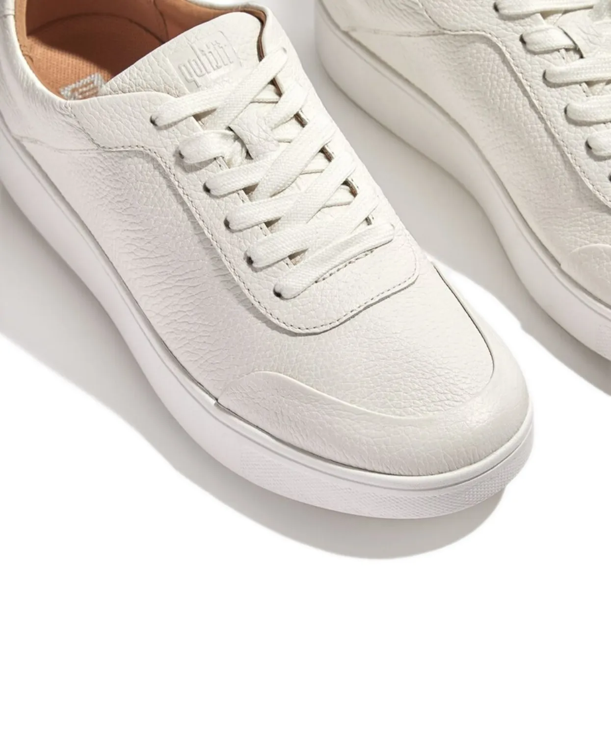 FitFlop Rally Tumbled-Leather Sneakers White