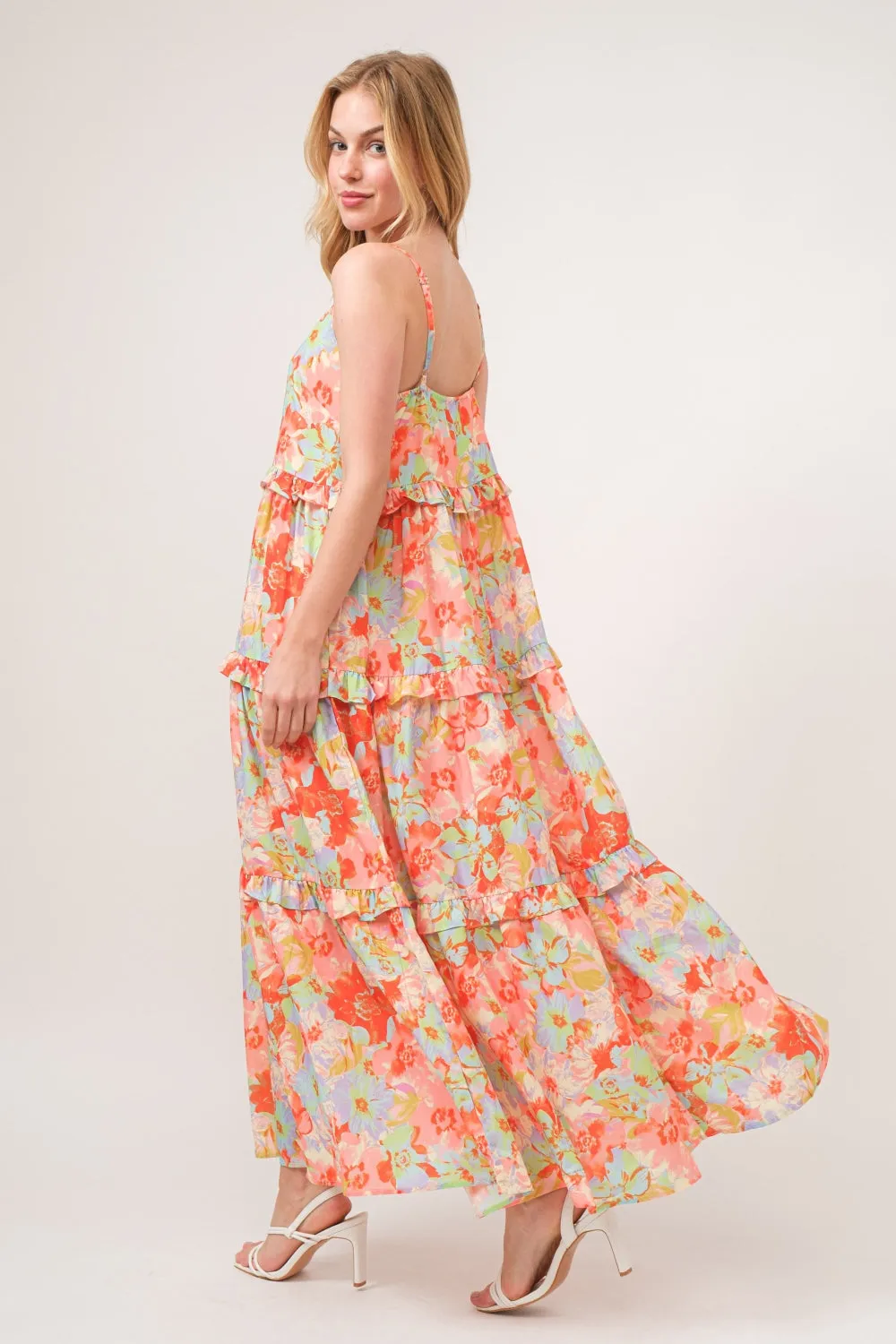 Floral Ruffled Tiered Maxi Cami Dress