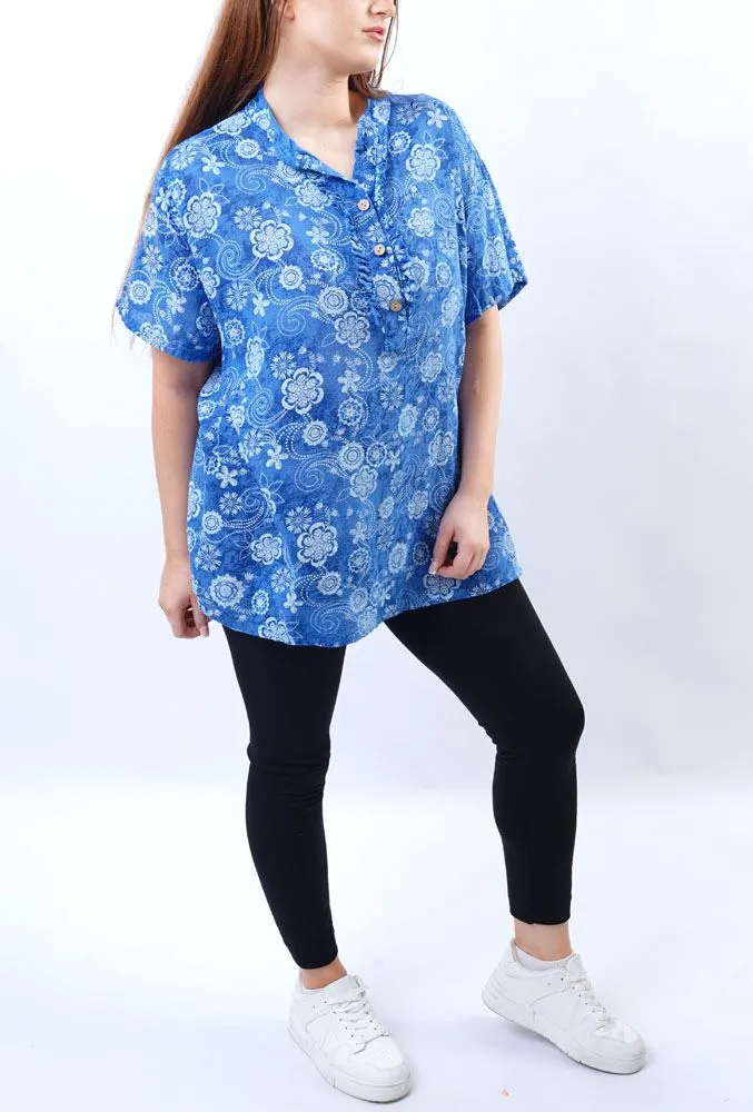 Flower Print Cotton Shirt