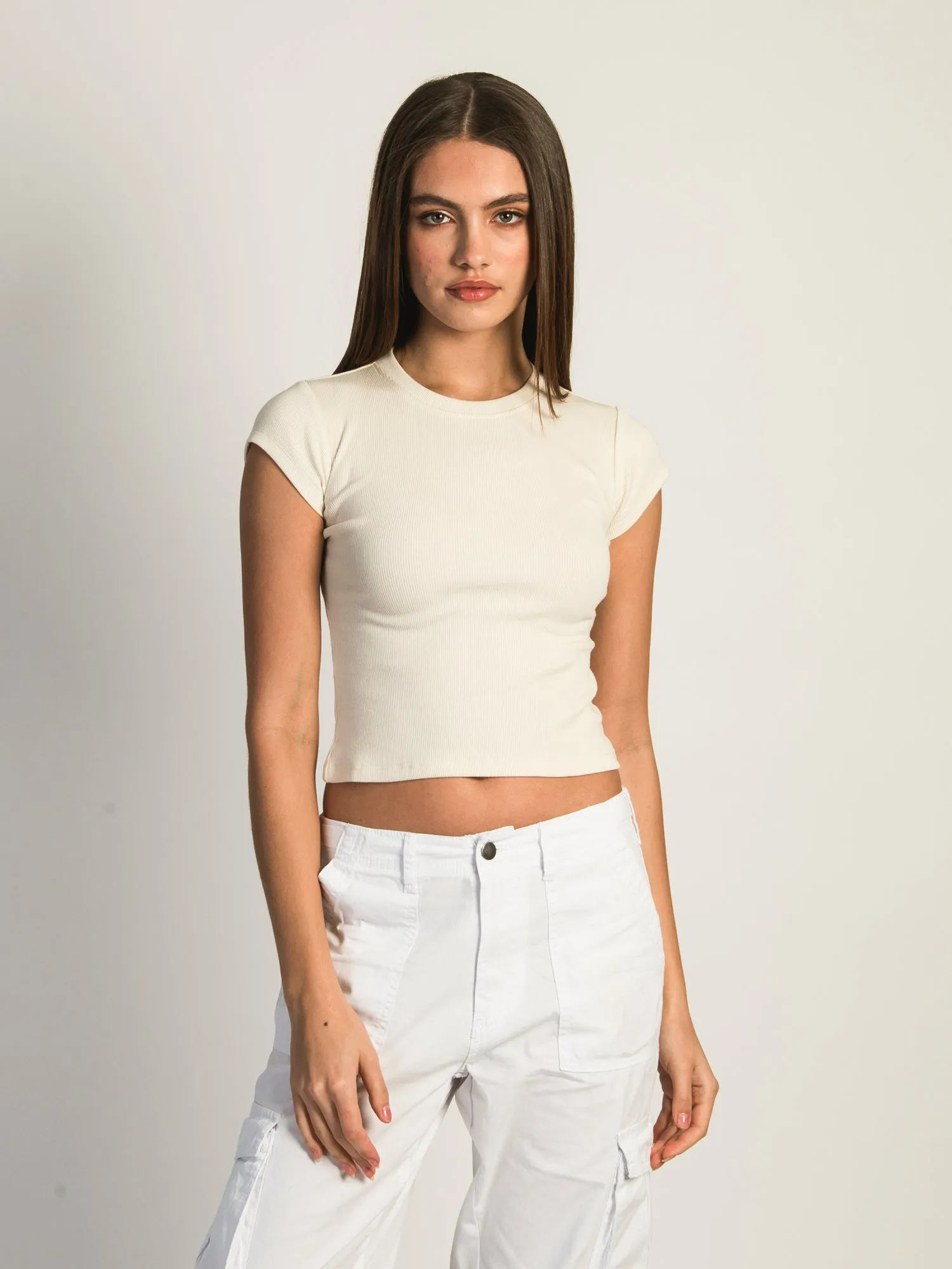 HARLOW RIBBED BABY TEE - CREAM