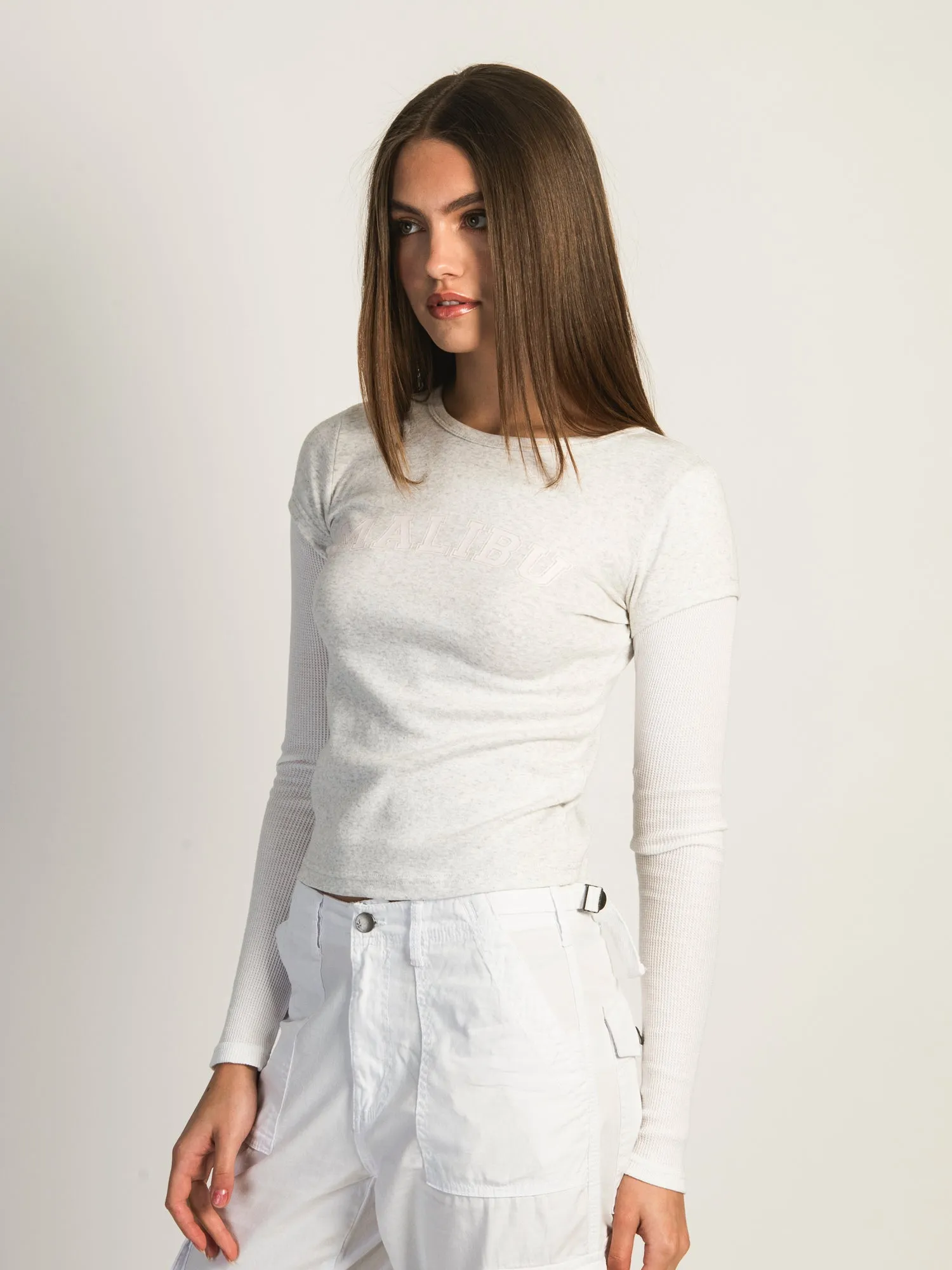 HARLOW TOMMY MELANGE LONG SLEEVE TEE - MALIBU