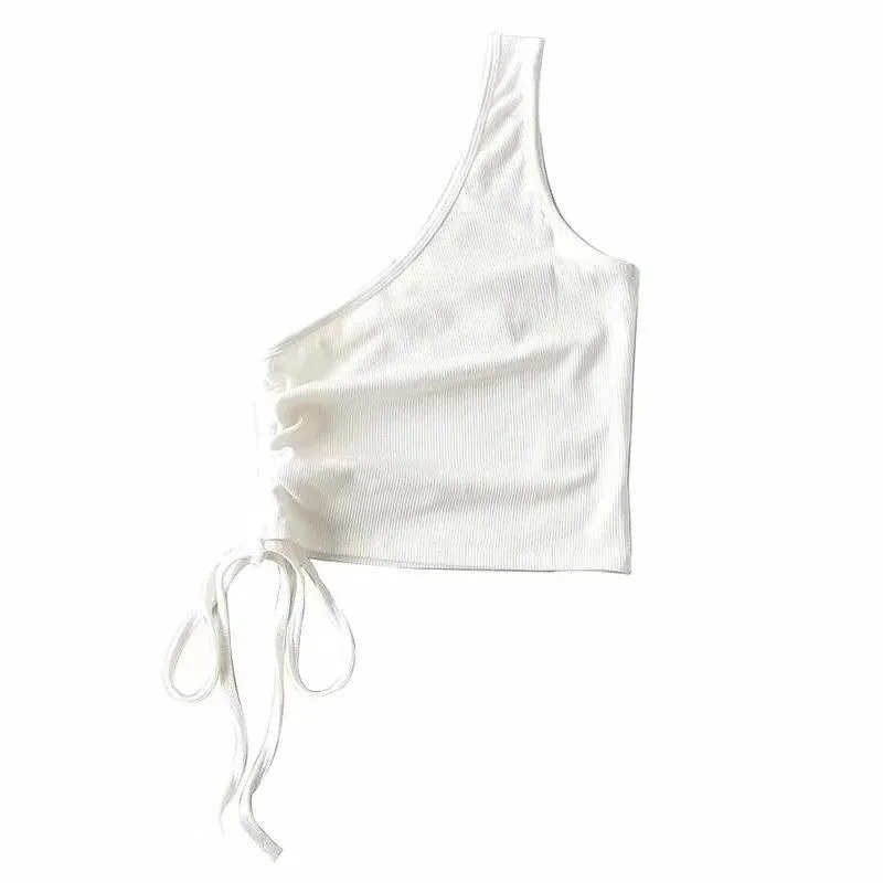 one=shoulder drawstring tank top