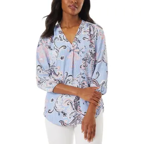 Jones New York Womens Paisley V-Neck Blouse