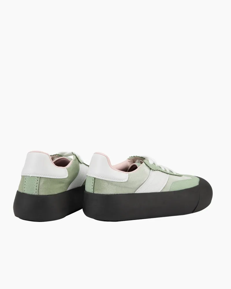 Light Green Lace Up Comfortable Platform Sneakers