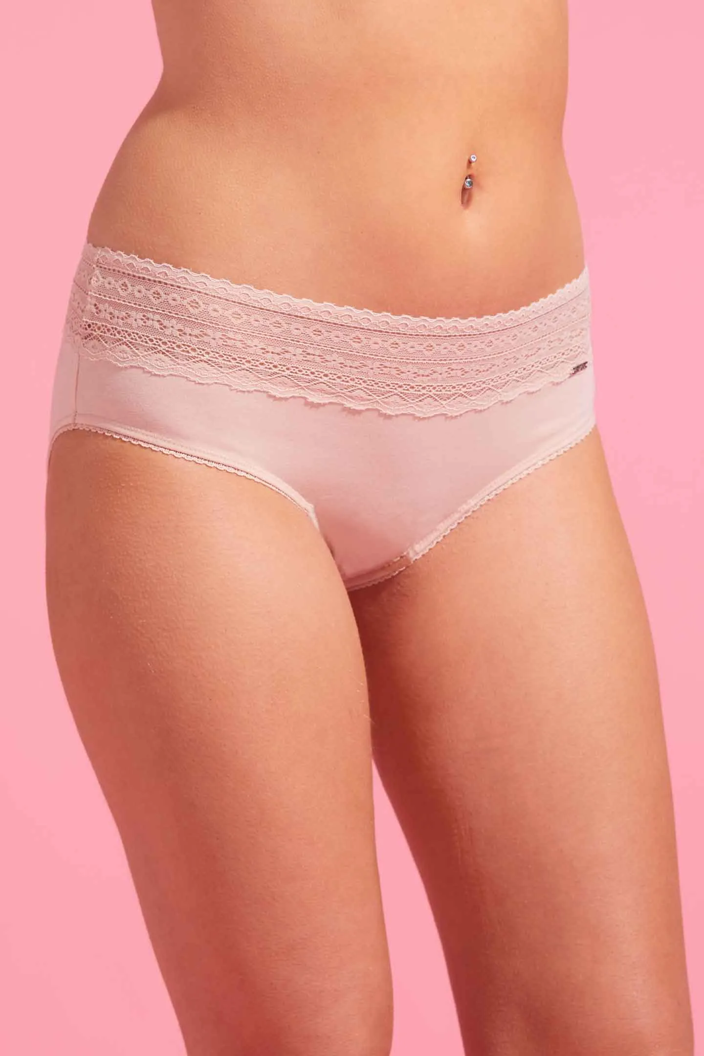 Lily Cotton & Lace Boyleg Knicker Taupe