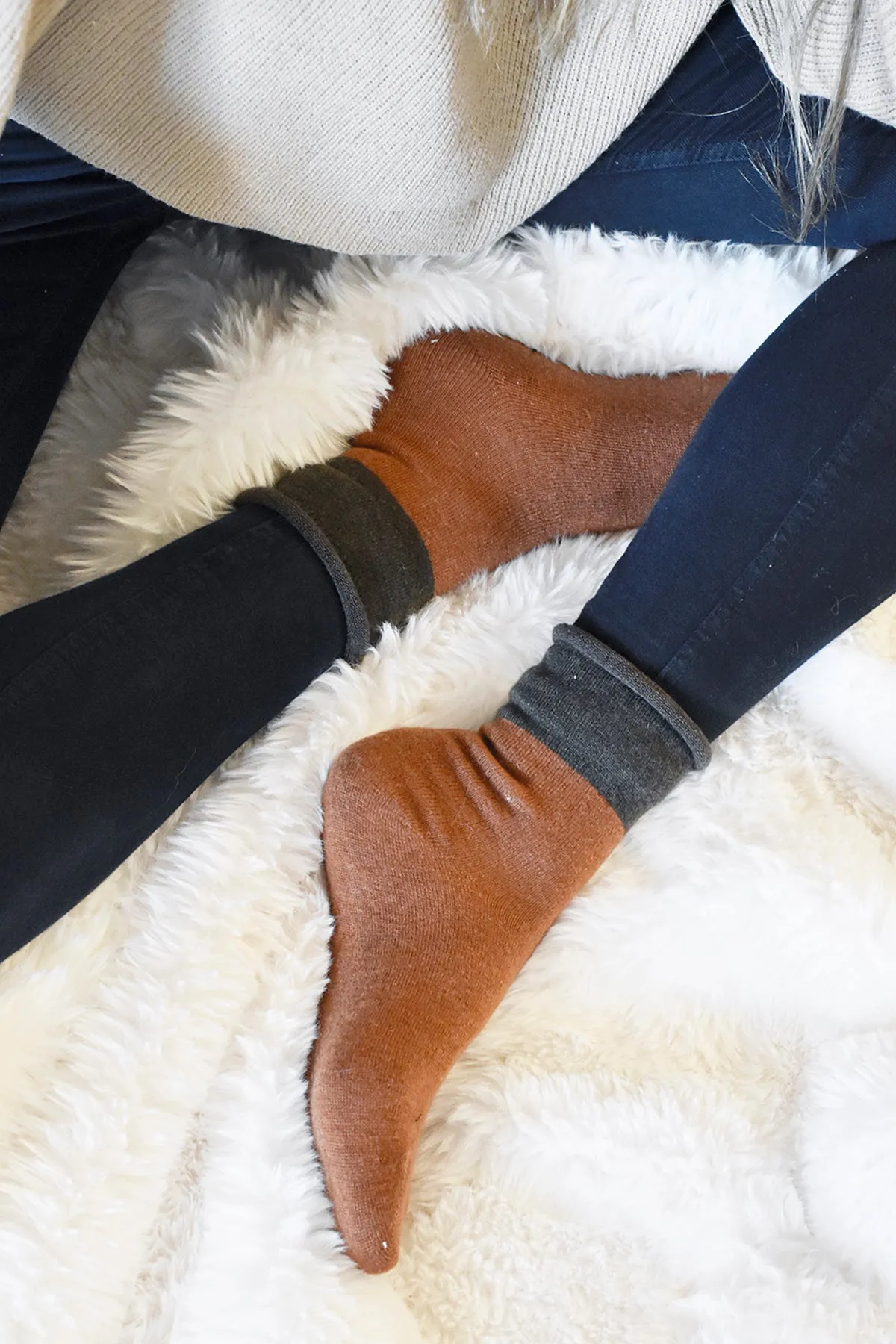 Loose Cuff Wool Socks | Autumn Maple