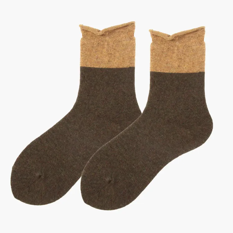 Loose Cuff Wool Socks | Brown