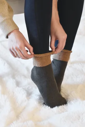 Loose Cuff Wool Socks | Brown