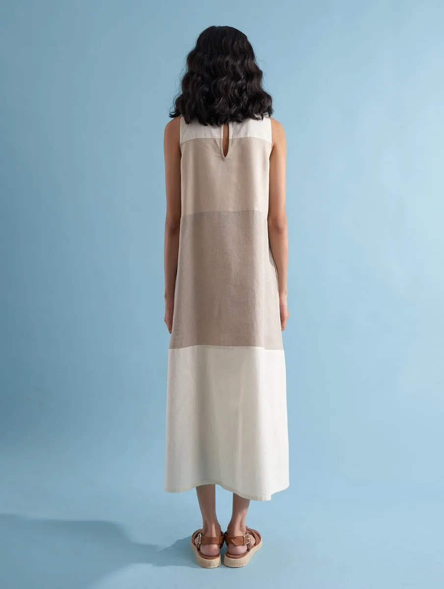 Miki Color-Blocked Linen Dress - Dawn