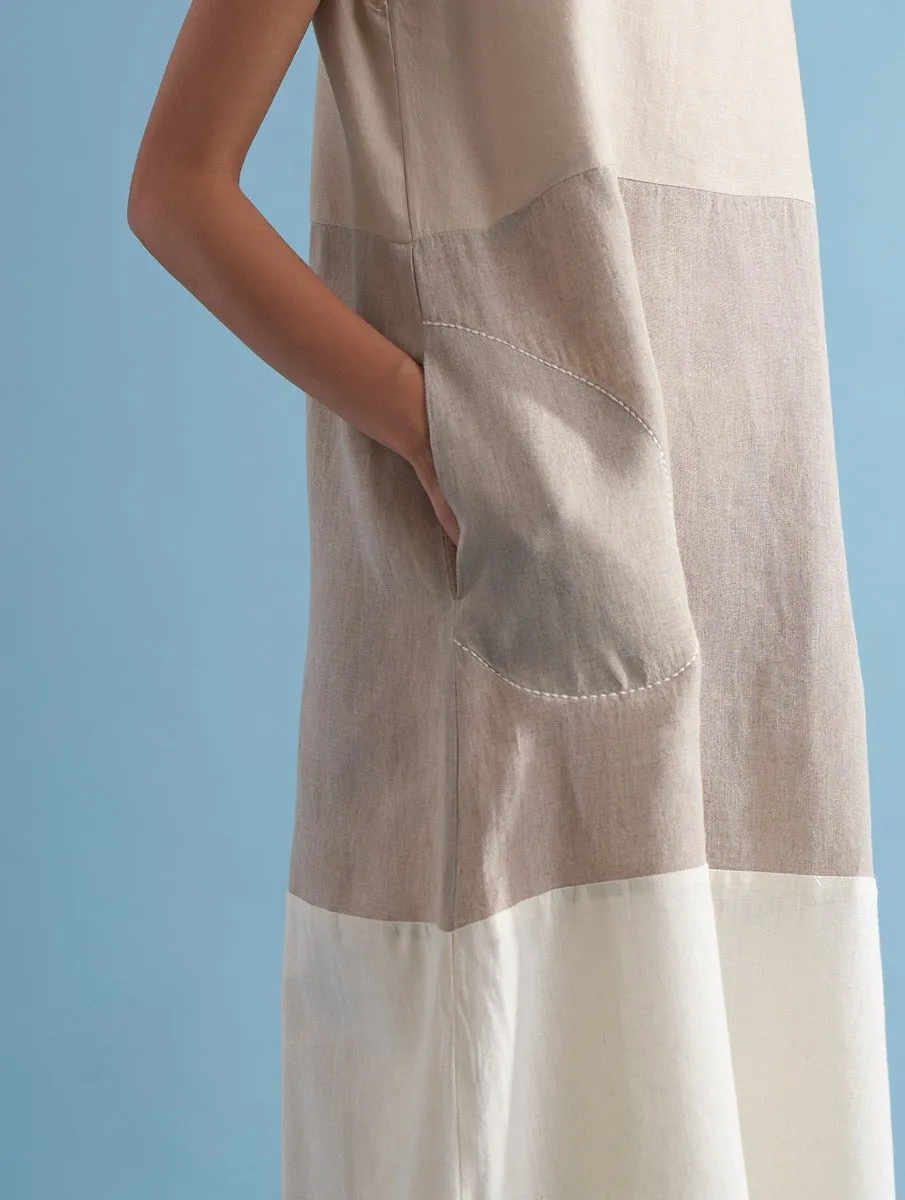 Miki Color-Blocked Linen Dress - Dawn