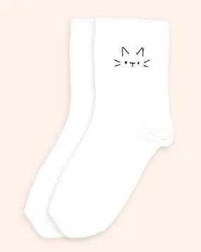 MINI CAT Socks | White