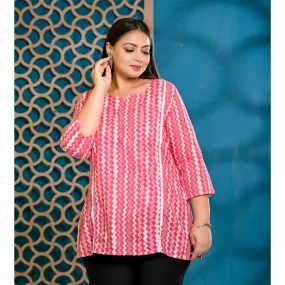 Plus Size Cotton Women's Top Red