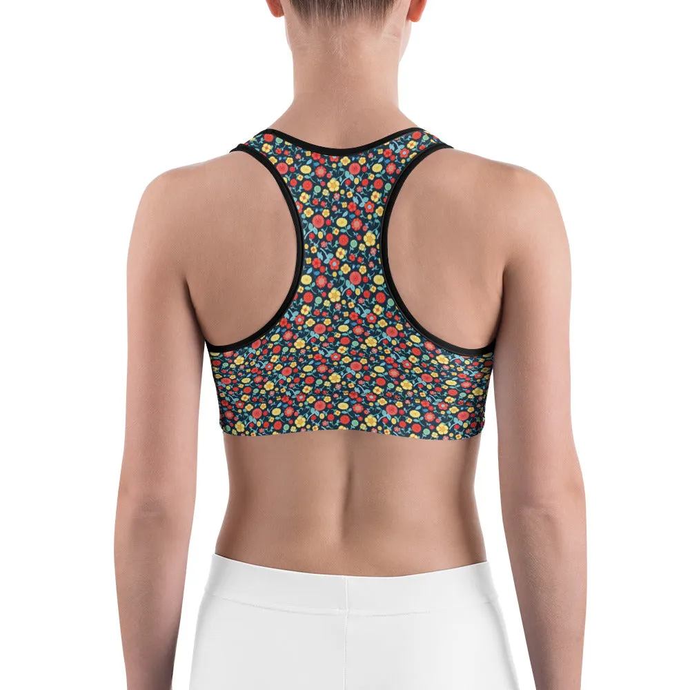 Spring Floral Teal  Sports bra for women, Workout Bra, Athletic Bras