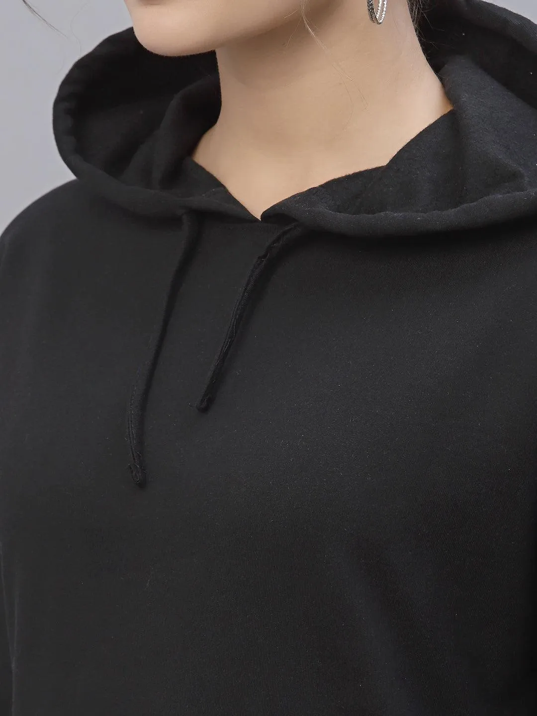 Style Quotient Women Black Hooded Sweatshirt