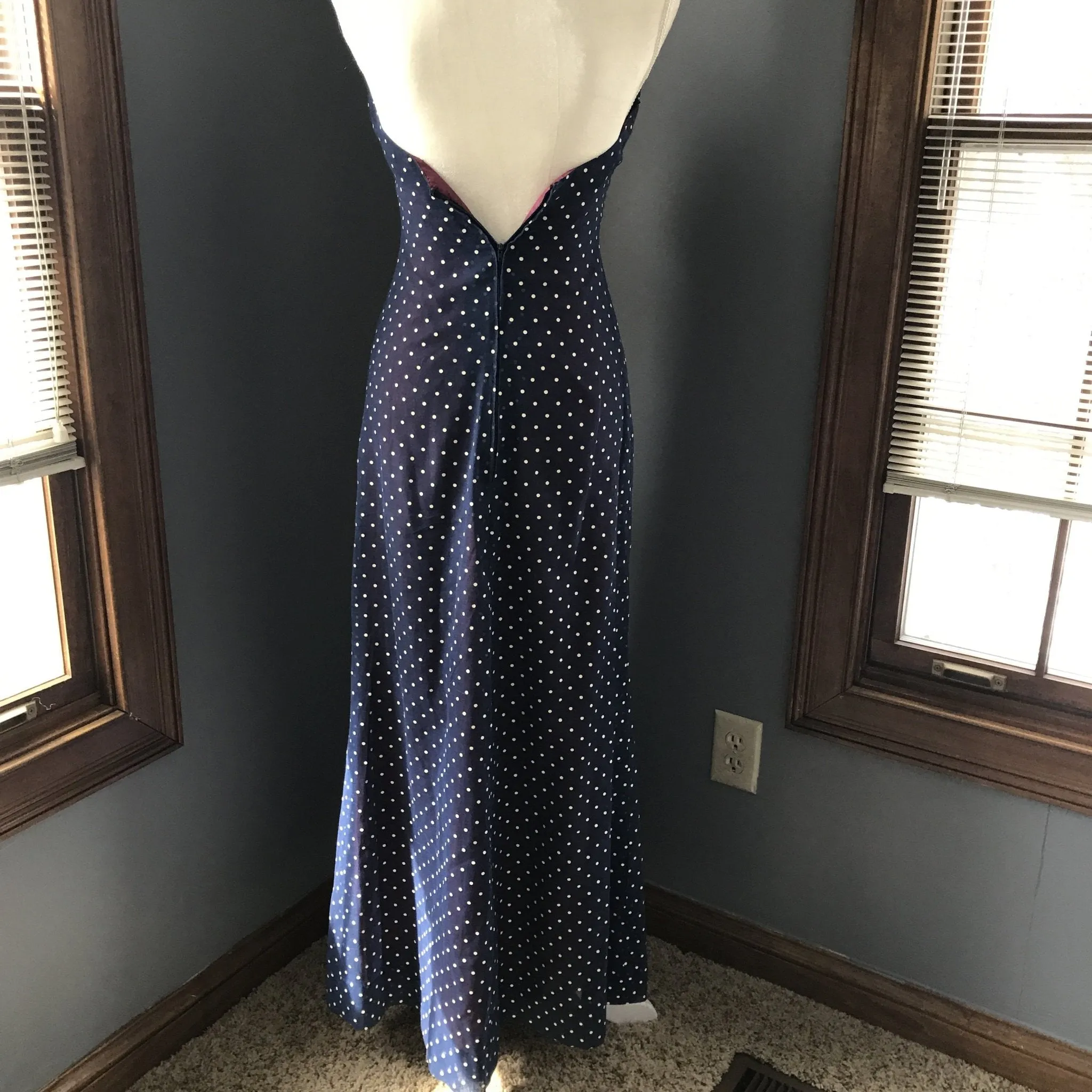 Vintage Polka Dot Sundress and Capelet by Phyllis Sues for Saks Fifth Avenue. Navy Blue and White