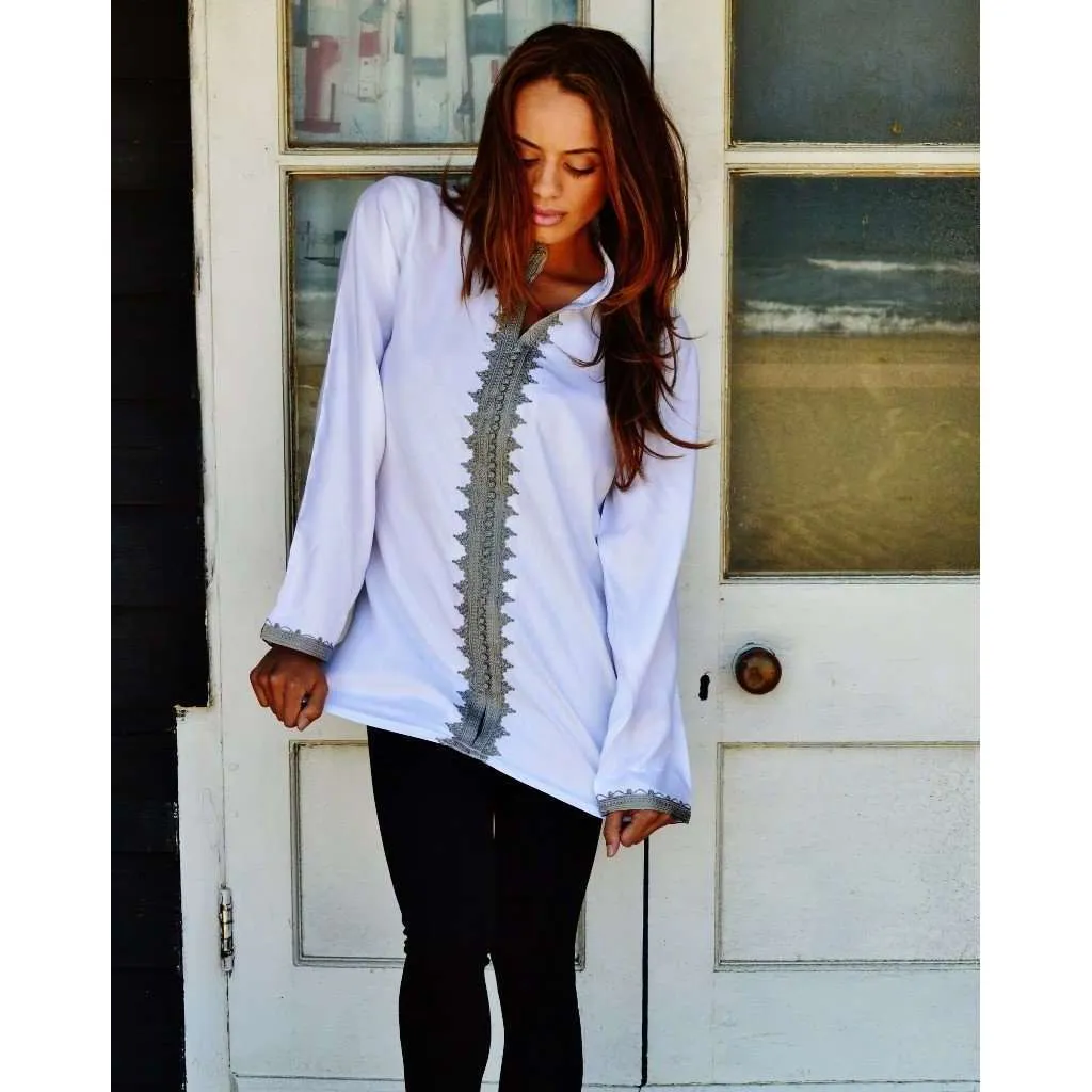 White Boyfriend Boho Shirt-Rachid Style