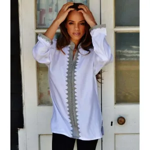 White Boyfriend Boho Shirt-Rachid Style