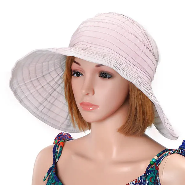 Women Foldable Sun Protective Beach Hat Summer Outdoor Gardening Anti-UV Wide Brim Visor Cap