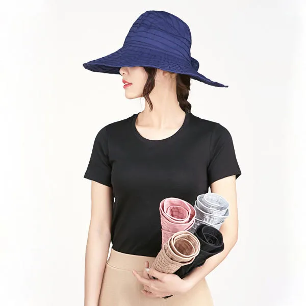 Women Foldable Sun Protective Beach Hat Summer Outdoor Gardening Anti-UV Wide Brim Visor Cap