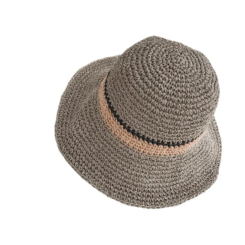 Women Summer Outdoor Wide Brim Straw Hat Adjustable Foldable Sunscreen Hat