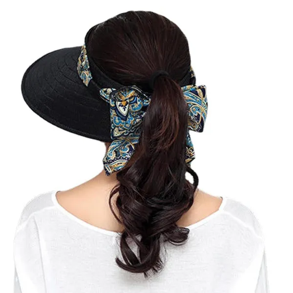 Women Summer Wide Brim Sun Bucket Hat Foldable Anti-UV Gardening Visor Cap