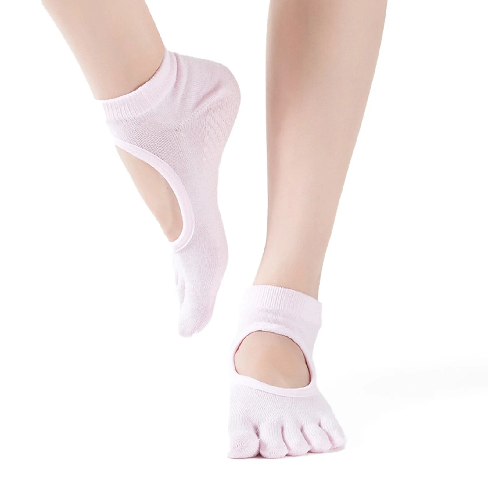 Women's Pure Cotton Breathable Sweat Absorbing Anti-Motor Yoga Socks Backless Open Toe Yoga Socks