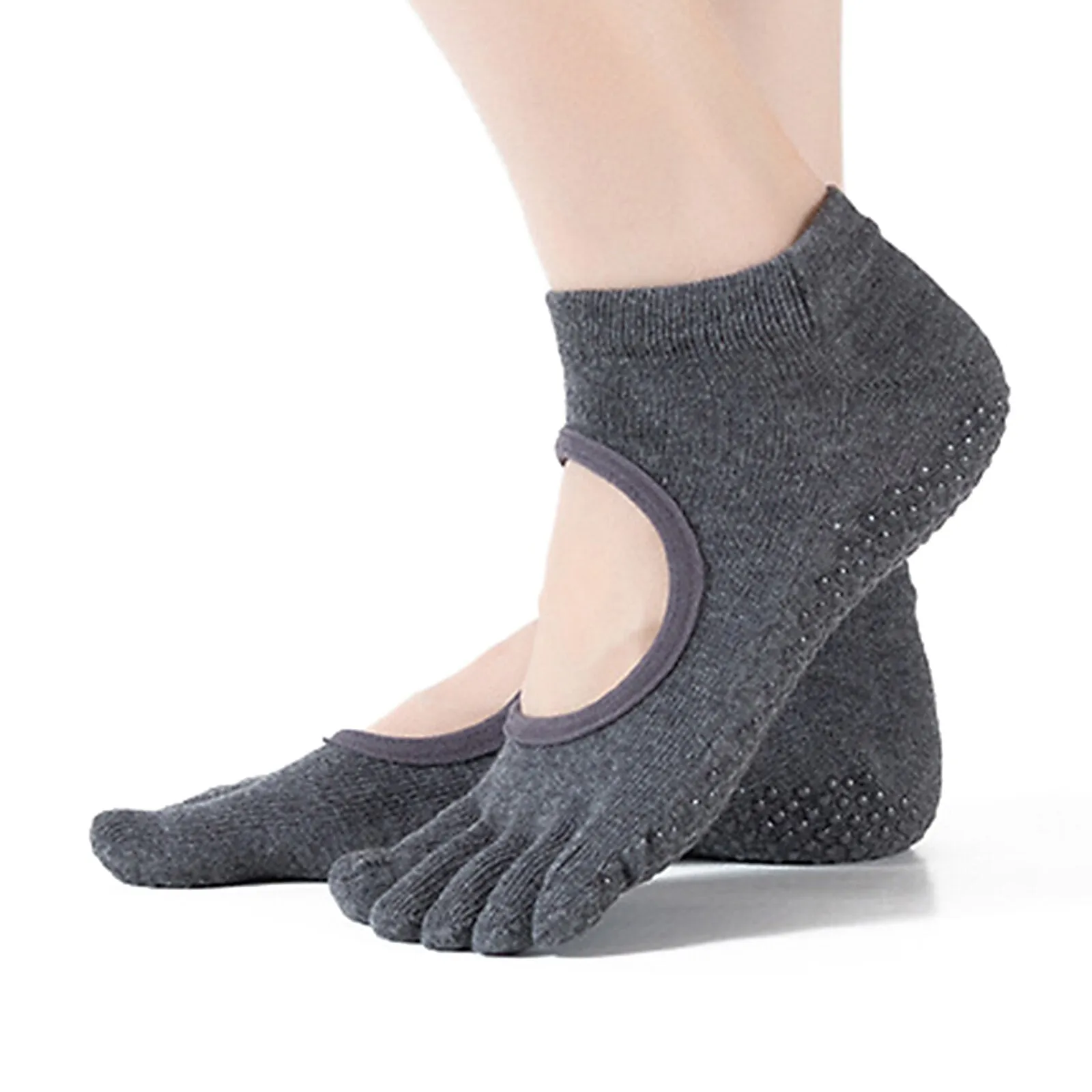 Women's Pure Cotton Breathable Sweat Absorbing Anti-Motor Yoga Socks Backless Open Toe Yoga Socks